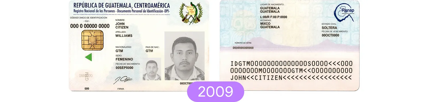 guatemala id card, version 2009